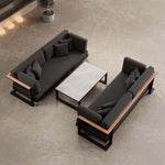Lade das Bild in den Galerie-Viewer, Vayla Modernes Outdoor Lounge Set: 2 Aluminium Zweisitzer, Tisch – Sunbrella Stoff Bezüge