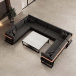Lade das Bild in den Galerie-Viewer, Vayla Luxus U-förmige Outdoor-Wohnlandschaft mit elegantem Aluminiumtisch für Garten