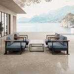 Lade das Bild in den Galerie-Viewer, Vayla Luxus Outdoor Lounge Set: 4 Aluminium Sessel & Tisch, wetterfest