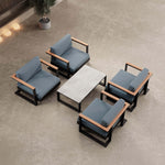 Lade das Bild in den Galerie-Viewer, Vayla Luxus Outdoor Lounge Set: 4 Aluminium Sessel & Tisch, wetterfest