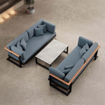 Lade das Bild in den Galerie-Viewer, Vayla Modernes Outdoor Lounge Set: 2 Aluminium Zweisitzer, Tisch – Sunbrella Stoff Bezüge