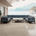 Lade das Bild in den Galerie-Viewer, Vayla Luxus U-förmige Outdoor-Wohnlandschaft mit elegantem Aluminiumtisch für Garten