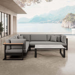 Lade das Bild in den Galerie-Viewer, Vayla L-Form Outdoor Loungesofa mit Tisch – Elegantes Aluminium Gartenmöbel Set