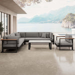 Lade das Bild in den Galerie-Viewer, Vayla Luxus Garten Loungegruppe: Ecksofa, Sessel, Tisch – Robustes Aluminium Outdoor-Set