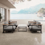Lade das Bild in den Galerie-Viewer, Vayla Luxus Outdoor Lounge Set: 4 Aluminium Sessel & Tisch, wetterfest