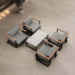 Lade das Bild in den Galerie-Viewer, Vayla Luxus Outdoor Lounge Set: 4 Aluminium Sessel & Tisch, wetterfest