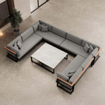 Lade das Bild in den Galerie-Viewer, Vayla Luxus U-förmige Outdoor-Wohnlandschaft mit elegantem Aluminiumtisch für Garten