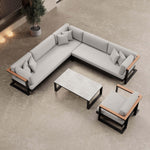 Lade das Bild in den Galerie-Viewer, Vayla Luxus Garten Loungegruppe: Ecksofa, Sessel, Tisch – Robustes Aluminium Outdoor-Set