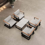 Lade das Bild in den Galerie-Viewer, Vayla Luxus Outdoor Lounge Set: 4 Aluminium Sessel & Tisch, wetterfest
