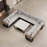 Lade das Bild in den Galerie-Viewer, Vayla Luxus U-förmige Outdoor-Wohnlandschaft mit elegantem Aluminiumtisch für Garten