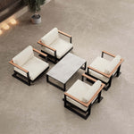 Lade das Bild in den Galerie-Viewer, Vayla Luxus Outdoor Lounge Set: 4 Aluminium Sessel & Tisch, wetterfest