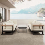 Lade das Bild in den Galerie-Viewer, Vayla Modernes Outdoor Lounge Set: 2 Aluminium Zweisitzer, Tisch – Sunbrella Stoff Bezüge