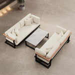Lade das Bild in den Galerie-Viewer, Vayla Modernes Outdoor Lounge Set: 2 Aluminium Zweisitzer, Tisch – Sunbrella Stoff Bezüge