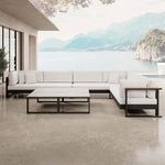 Lade das Bild in den Galerie-Viewer, Vayla Luxus Outdoor Wohnlandschaft: Ecksofa mit Doppeltisch, wetterfestem Aluminiumgestell