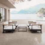 Lade das Bild in den Galerie-Viewer, Vayla Luxus Outdoor Lounge Set: 4 Aluminium Sessel & Tisch, wetterfest
