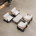 Lade das Bild in den Galerie-Viewer, Vayla Luxus Outdoor Lounge Set: 4 Aluminium Sessel & Tisch, wetterfest