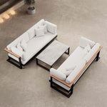 Lade das Bild in den Galerie-Viewer, Vayla Modernes Outdoor Lounge Set: 2 Aluminium Zweisitzer, Tisch – Sunbrella Stoff Bezüge