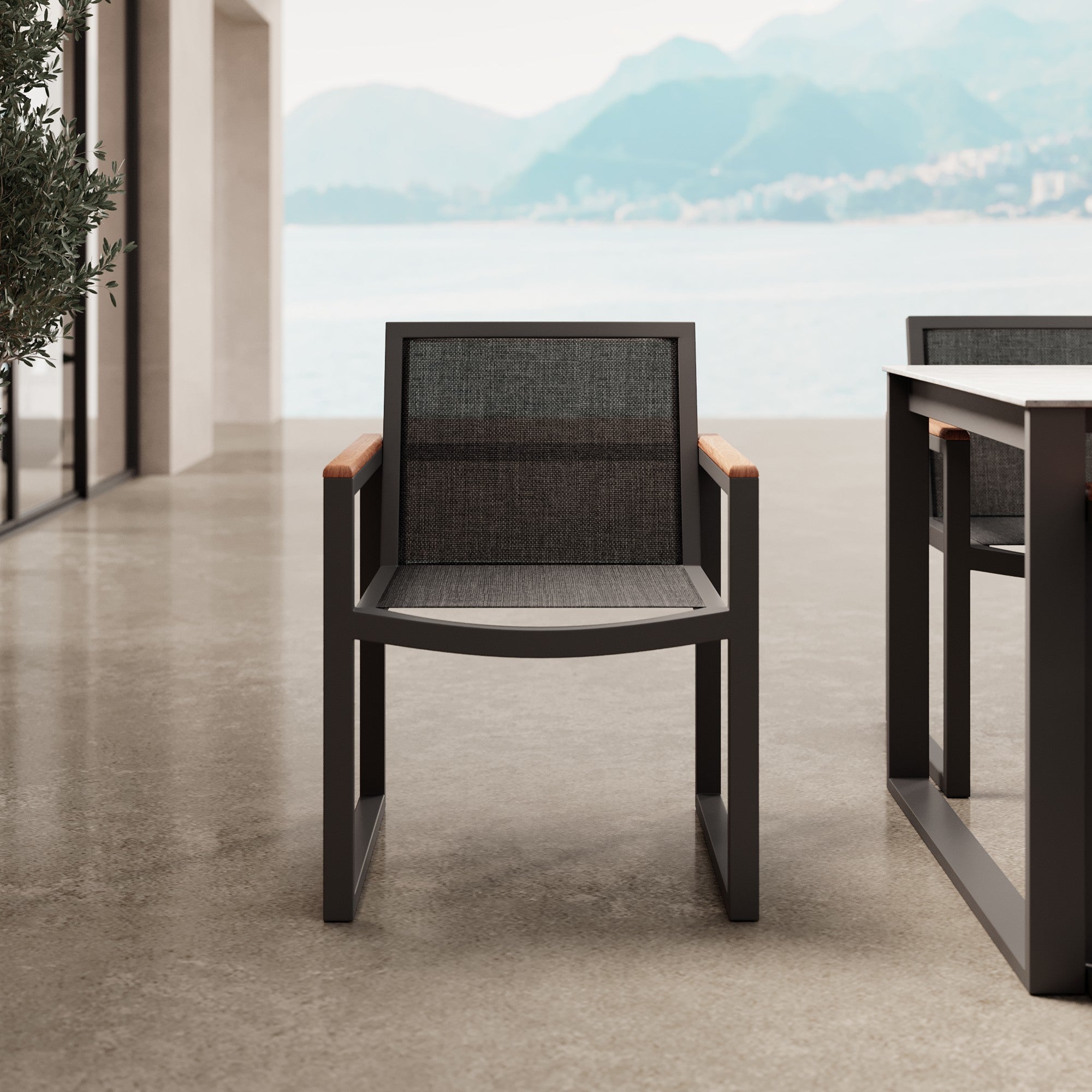 Elegante Vayla Gartenstuhl Armlehnenstuhl Outdoor Aluminium Robinienholz Bequem Robust Stilvoll Modern