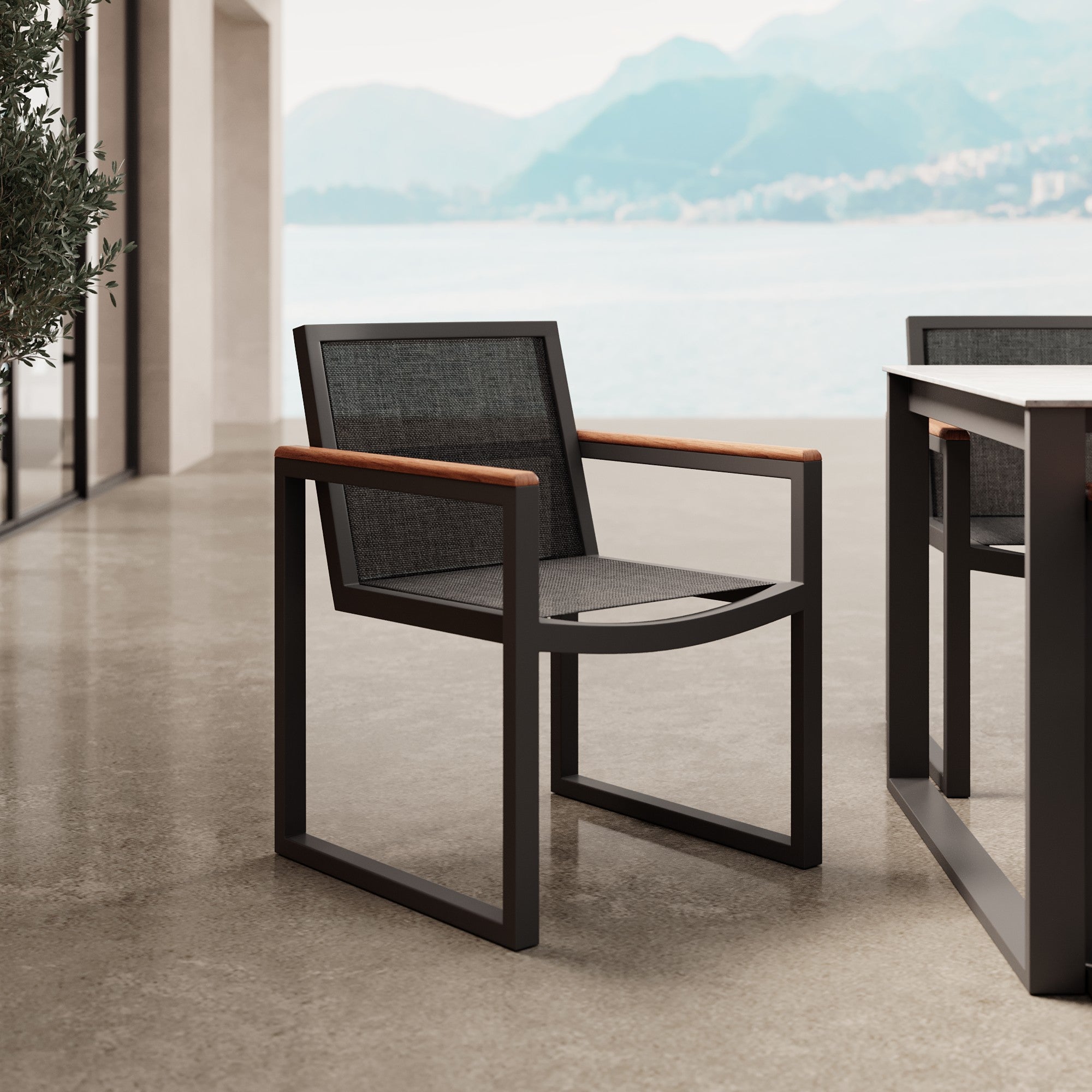 Elegante Vayla Gartenstuhl Armlehnenstuhl Outdoor Aluminium Robinienholz Bequem Robust Stilvoll Modern