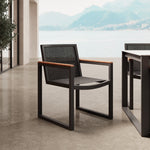 Lade das Bild in den Galerie-Viewer, Vayla Garten Essgruppe: Moderner Betonoptik Tisch mit 8 Premium Outdoor-Sesseln