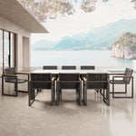 Lade das Bild in den Galerie-Viewer, Vayla Garten Essgruppe: Moderner Betonoptik Tisch mit 8 Premium Outdoor-Sesseln