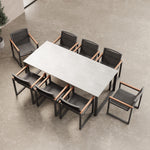 Lade das Bild in den Galerie-Viewer, Vayla Essgruppe: Stilvolles Outdoor-Set mit 8 Sesseln und Betonoptik-Tisch