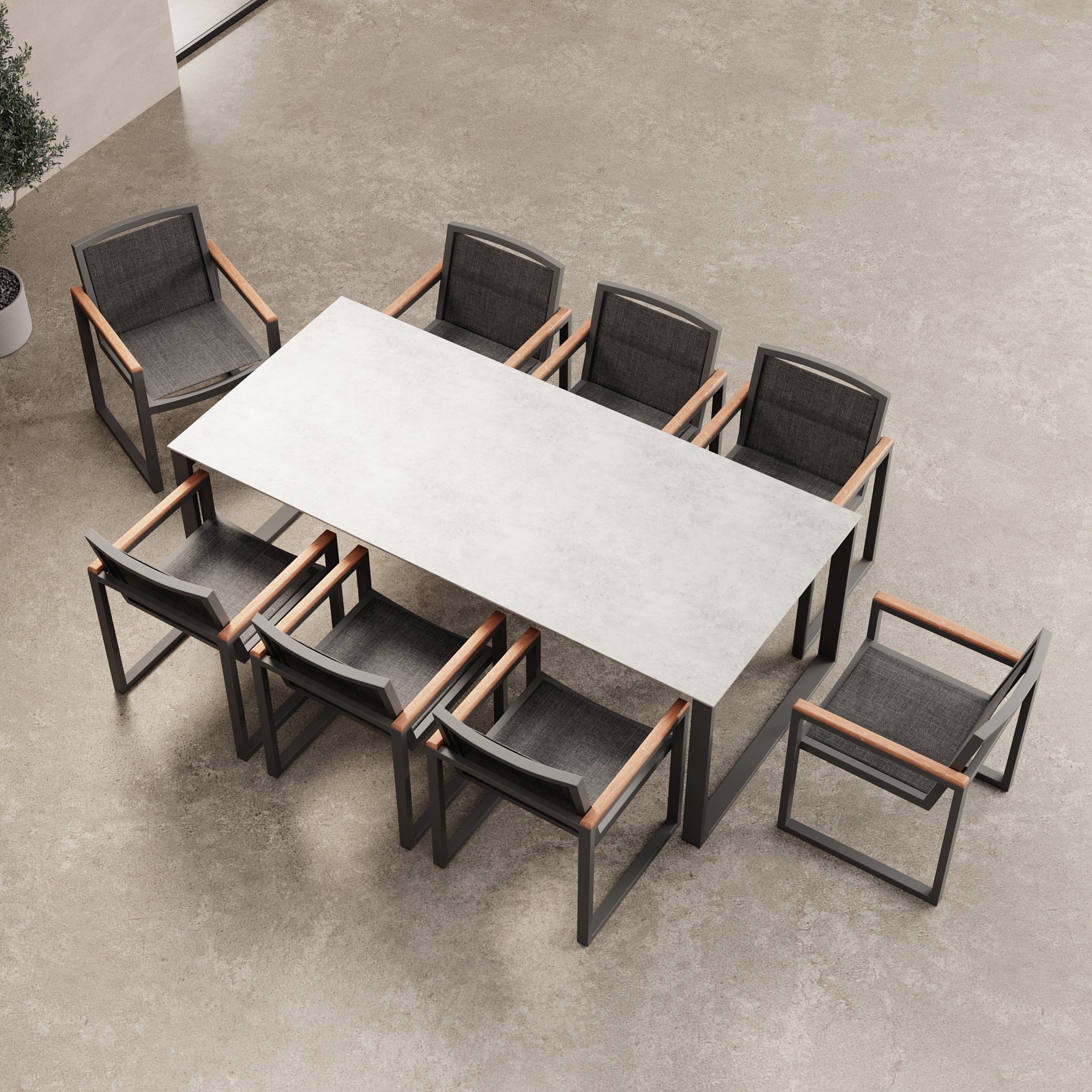 Elegante Vayla Gartenstuhl Armlehnenstuhl Outdoor Aluminium Robinienholz Bequem Robust Stilvoll Modern