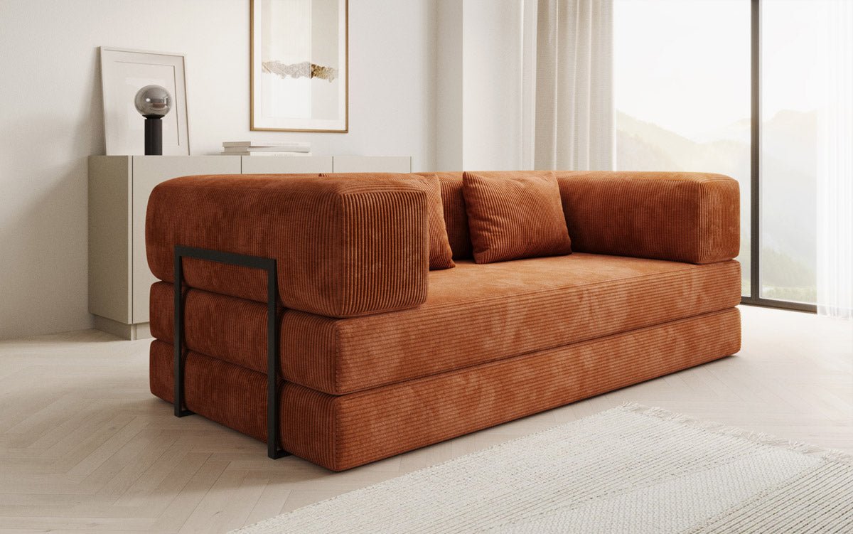 Luxuriöses Designer Cord Sofa 3-Sitzer – Komfort, Stil und Stauraum vereint