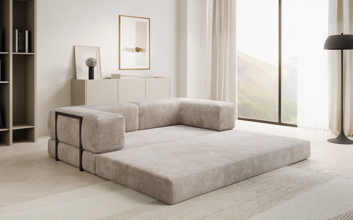 Elegantes, Modernes 3-Sitzer Cordsofa Lazy: Komfort, Schlaffunktion & Praktischer Stauraum