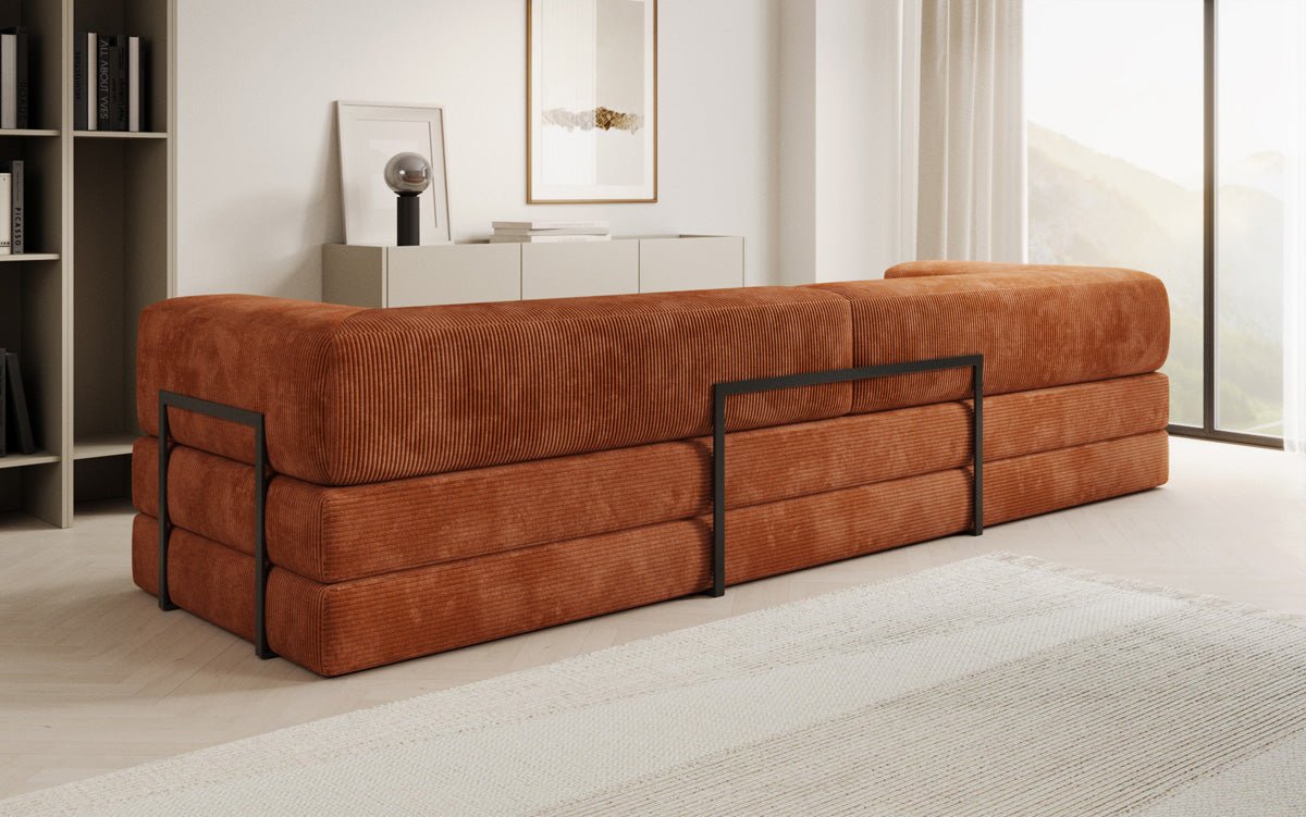 Designer XXL Cord Sofa 3-Sitzer mit Schlaffunktion und Stauraum – Modern & Gemütlich