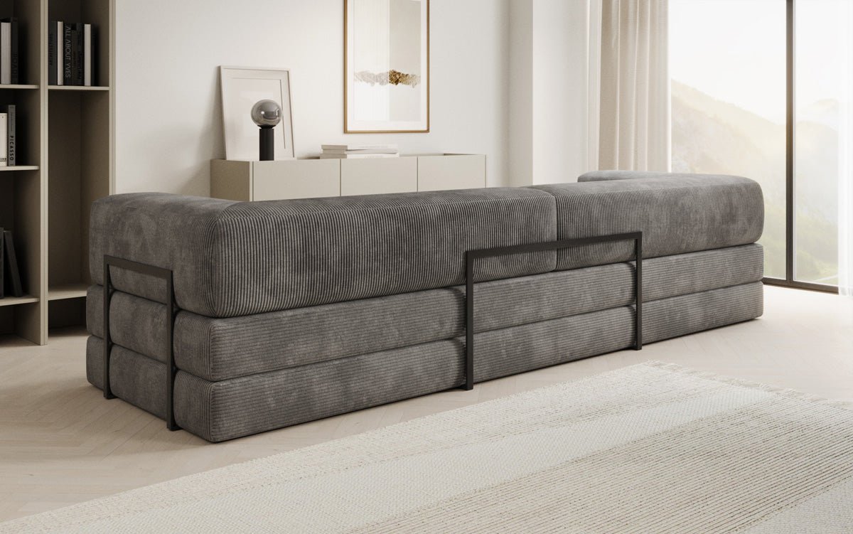 Designer XXL Cord Sofa 3-Sitzer mit Schlaffunktion und Stauraum – Modern & Gemütlich