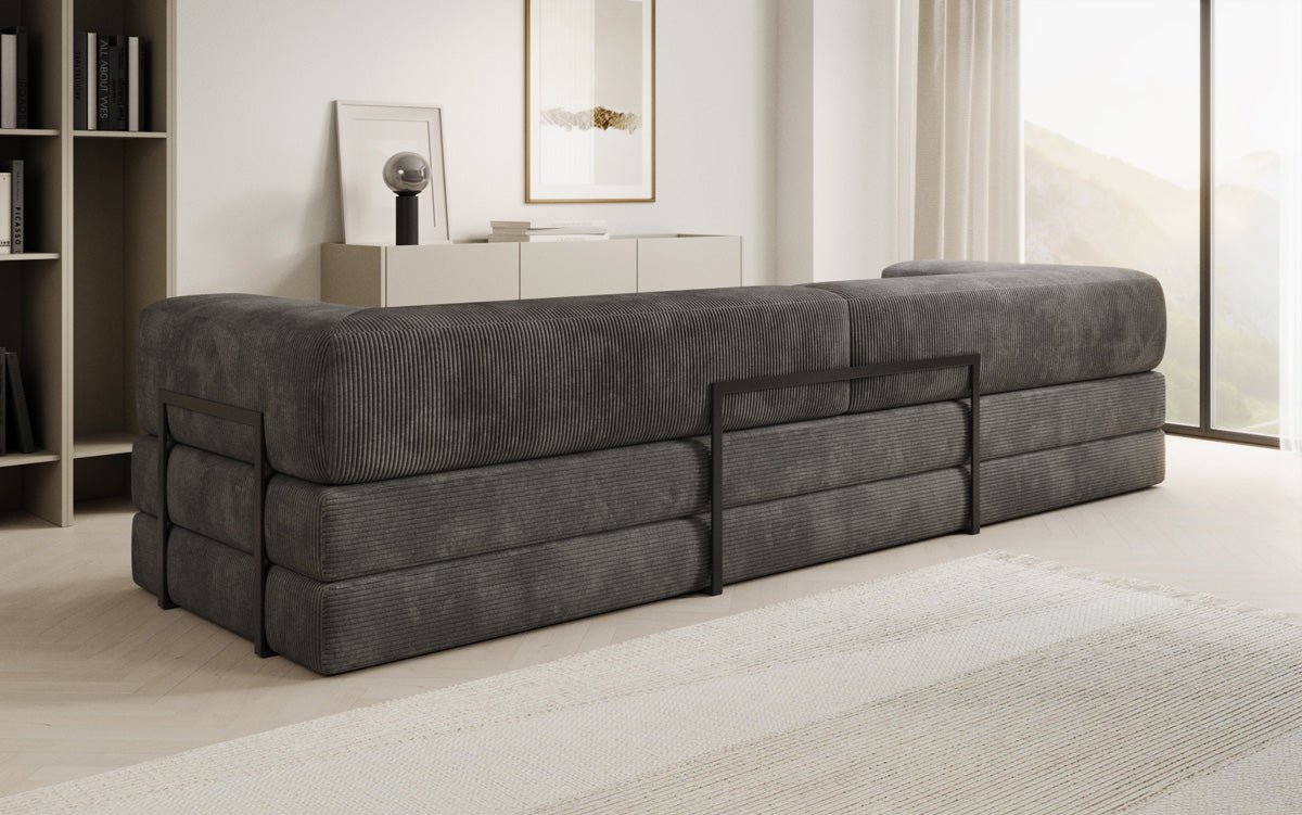 Designer XXL Cord Sofa 3-Sitzer mit Schlaffunktion und Stauraum – Modern & Gemütlich