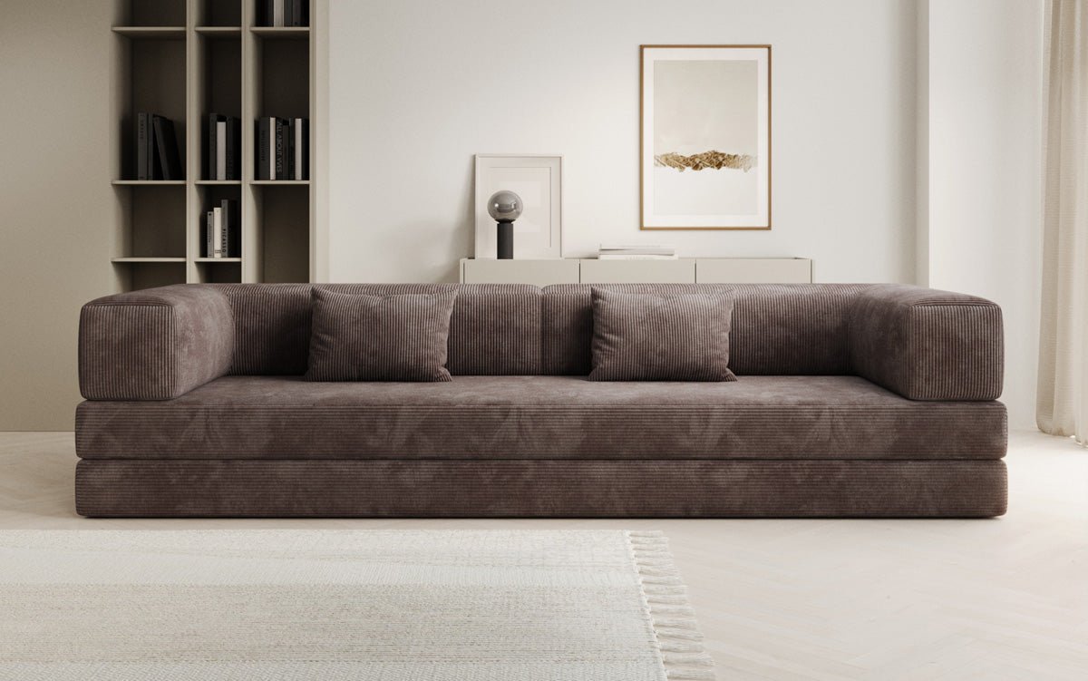 Designer XXL Cord Sofa 3-Sitzer mit Schlaffunktion und Stauraum – Modern & Gemütlich