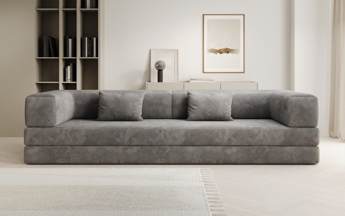 Designer XXL Cord Sofa 3-Sitzer mit Schlaffunktion und Stauraum – Modern & Gemütlich