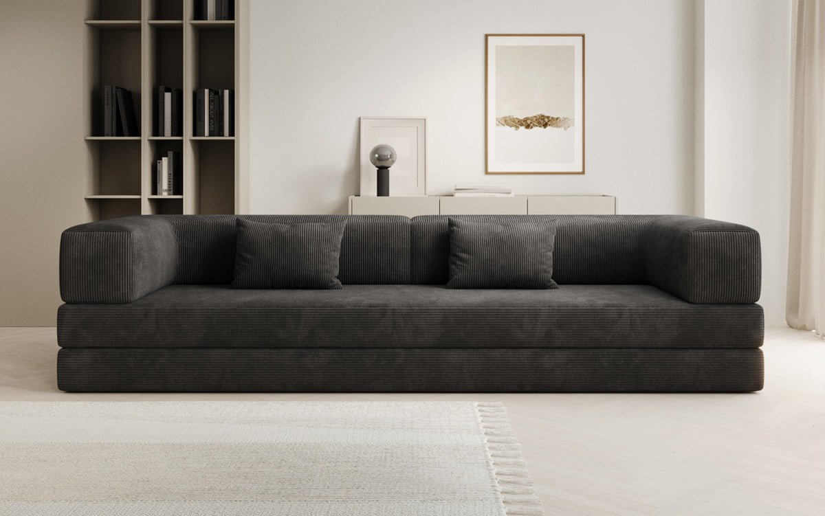 Designer XXL Cord Sofa 3-Sitzer mit Schlaffunktion und Stauraum – Modern & Gemütlich