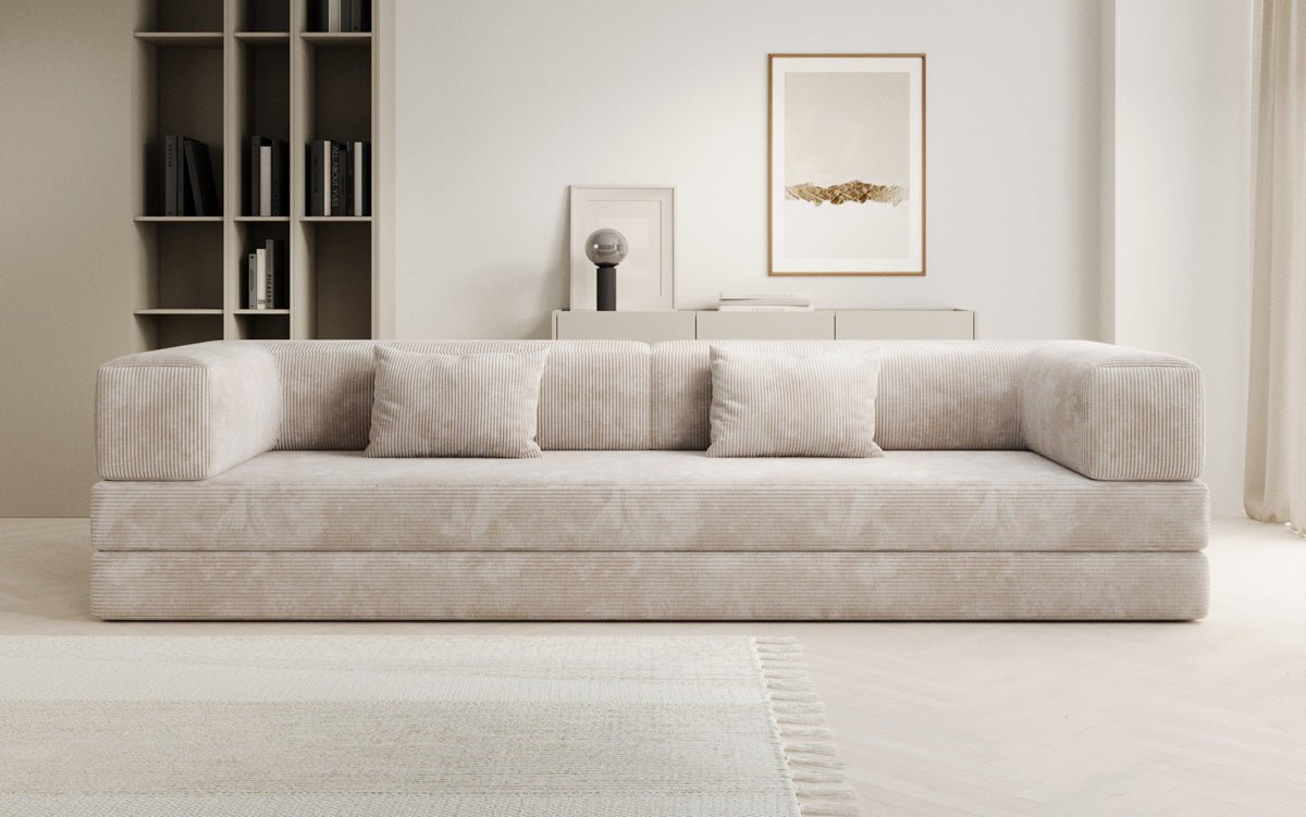 Designer XXL Cord Sofa 3-Sitzer mit Schlaffunktion und Stauraum – Modern & Gemütlich