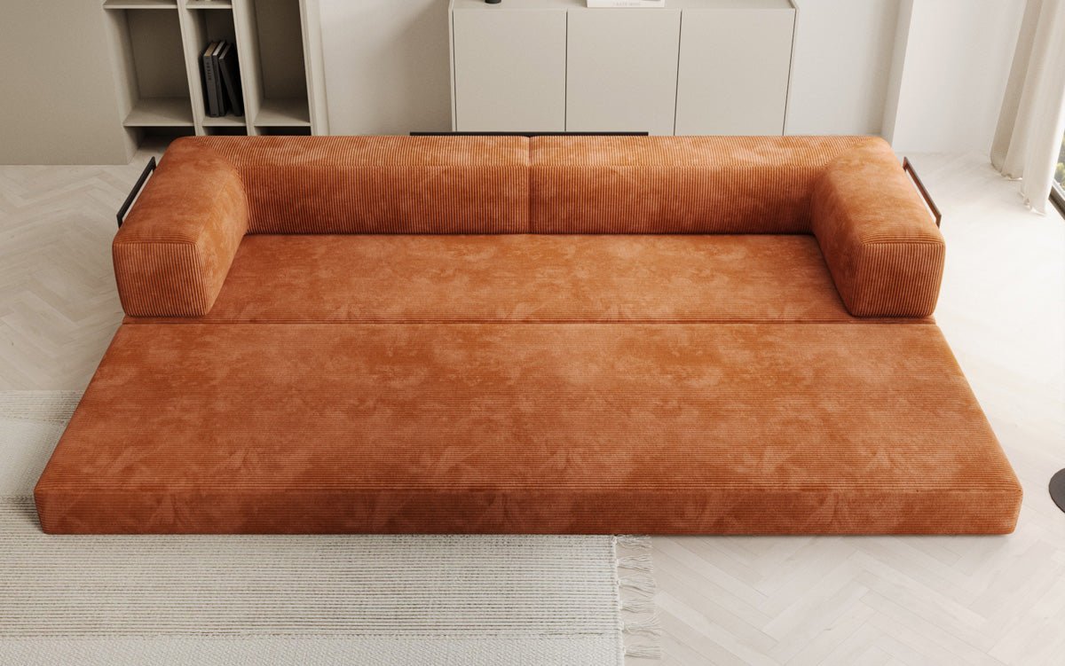 Designer XXL Cord Sofa 3-Sitzer mit Schlaffunktion und Stauraum – Modern & Gemütlich