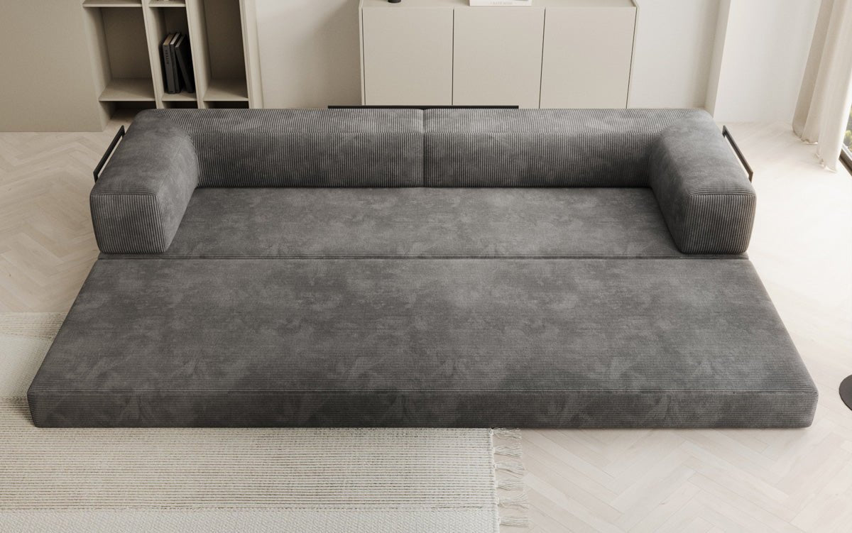 Designer XXL Cord Sofa 3-Sitzer mit Schlaffunktion und Stauraum – Modern & Gemütlich