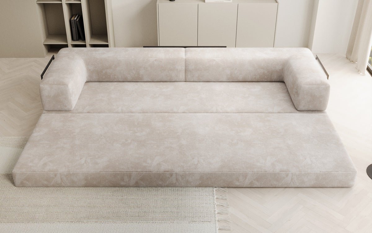 Designer XXL Cord Sofa 3-Sitzer mit Schlaffunktion und Stauraum – Modern & Gemütlich