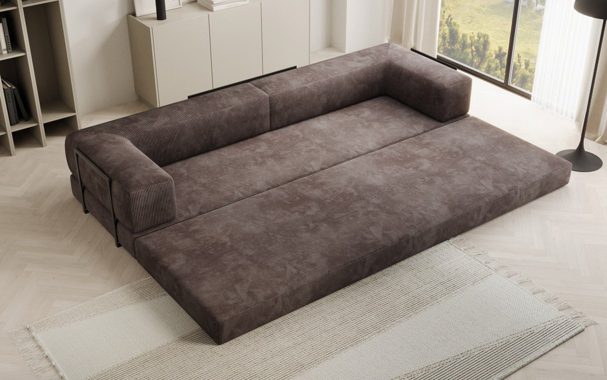 Designer XXL Cord Sofa 3-Sitzer mit Schlaffunktion und Stauraum – Modern & Gemütlich