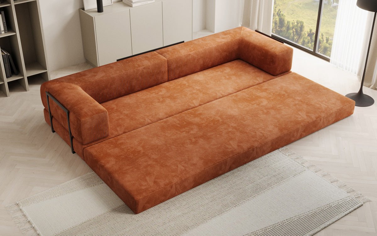 Designer XXL Cord Sofa 3-Sitzer mit Schlaffunktion und Stauraum – Modern & Gemütlich