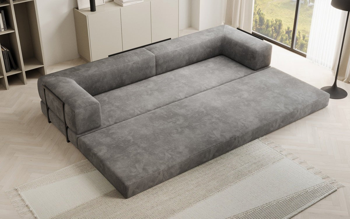 Designer XXL Cord Sofa 3-Sitzer mit Schlaffunktion und Stauraum – Modern & Gemütlich