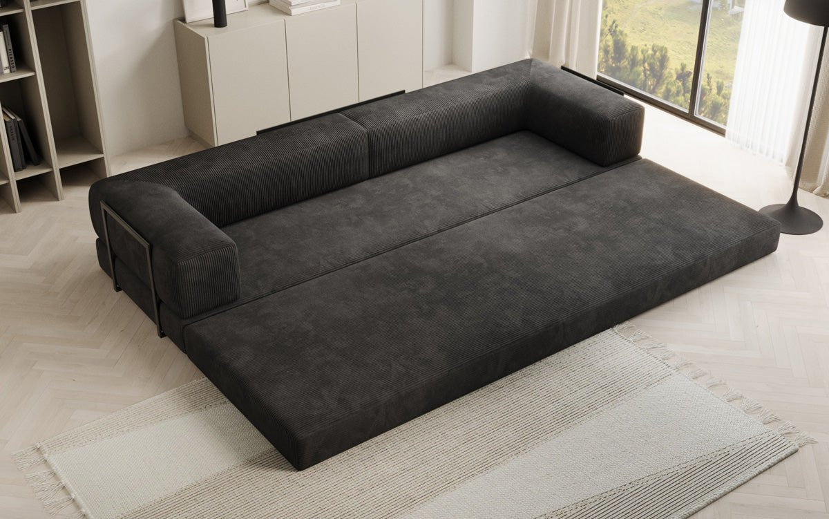 Designer XXL Cord Sofa 3-Sitzer mit Schlaffunktion und Stauraum – Modern & Gemütlich