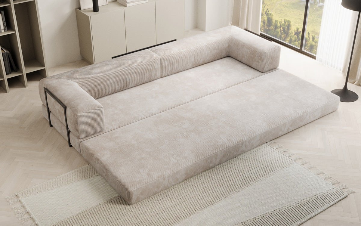 Designer XXL Cord Sofa 3-Sitzer mit Schlaffunktion und Stauraum – Modern & Gemütlich