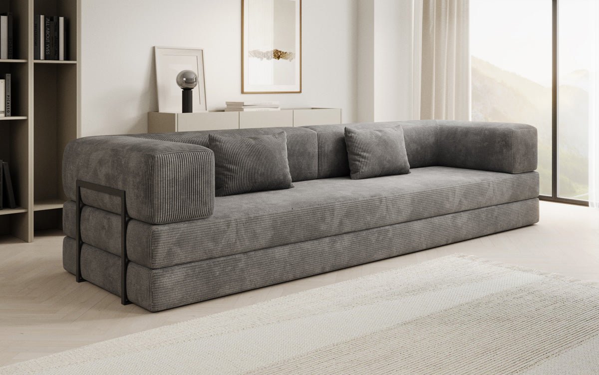 Designer XXL Cord Sofa 3-Sitzer mit Schlaffunktion und Stauraum – Modern & Gemütlich