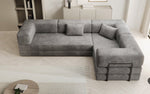 Lade das Bild in den Galerie-Viewer, Modernes Designer L-Sofa: Komfortables Cord-Ecksofa mit Schlaffunktion und Stauraum