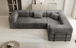 Lade das Bild in den Galerie-Viewer, Modernes Designer L-Sofa: Komfortables Cord-Ecksofa mit Schlaffunktion und Stauraum