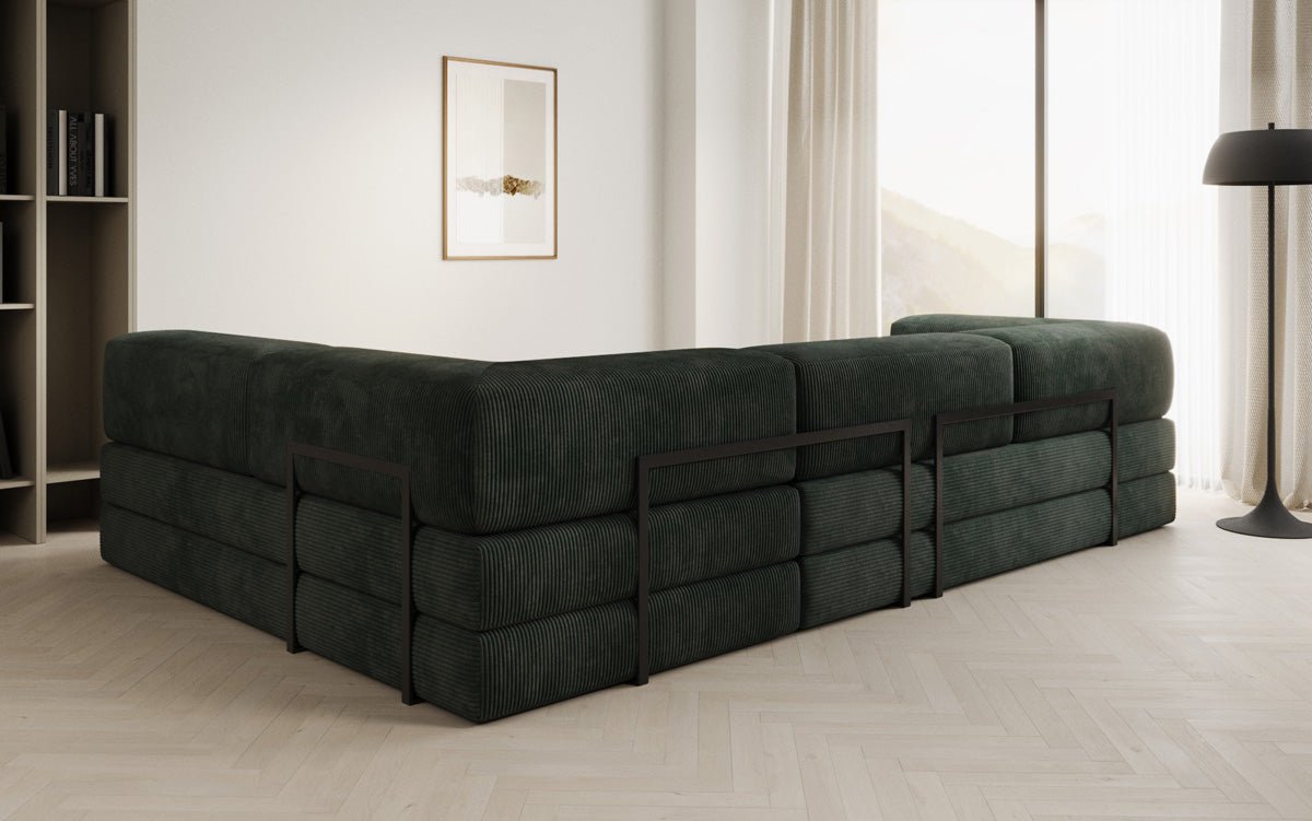 Luxuriöses Design Ecksofa Lazy L: Cordstoff, Schlaffunktion, Stauraum