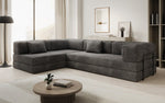 Lade das Bild in den Galerie-Viewer, Luxuriöses Designer L-Sofa Lazy aus Cordstoff mit Schlaffunktion und Stauraum