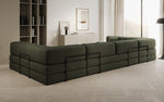 Lade das Bild in den Galerie-Viewer, Luxuriöses Designer U-Sofa Lazy in Bouclé-Stoff mit Schlaffunktion und Stauraum